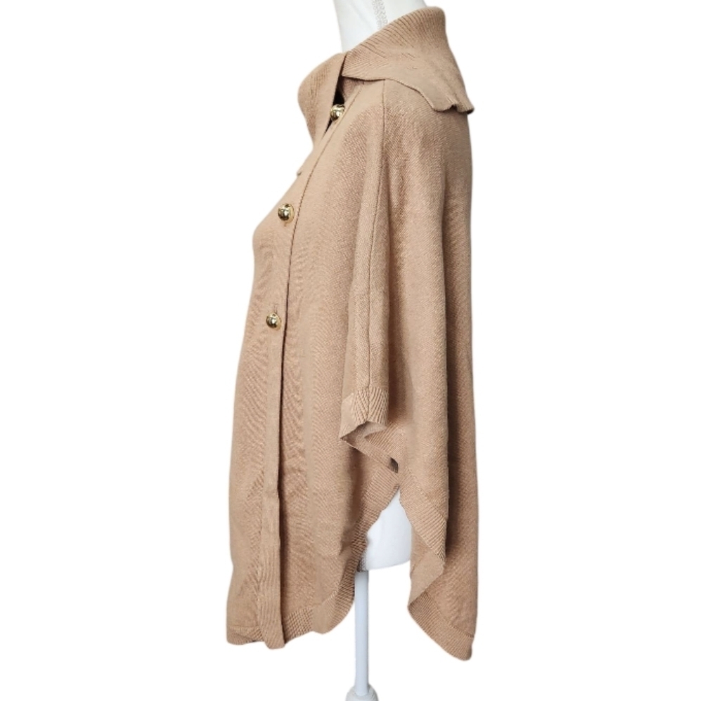 Talbots Women's Cape Poncho Tan with Gold Colored Hardware, Small - Picture 6 of 14